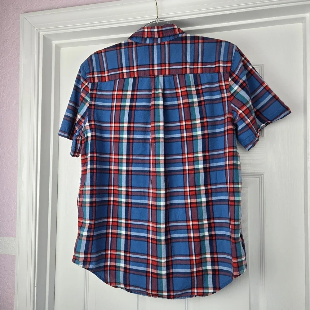 Polo Ralph Lauren Blue Plaid Oxford Shirt Boys Size XL Shirt Sleeve Button‎ Up